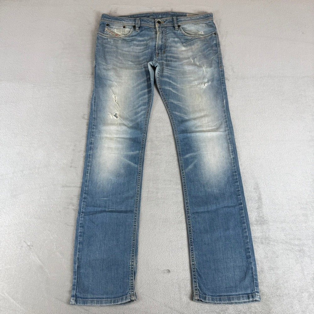 Diesel Shioner Slim Skinny Jeans Mens 32x32 Blue Denim Distressed Stretch 0R58F